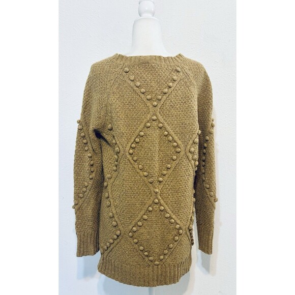 Anthropologie Moth Size S 90% Wool Pom Pom Bubble Knit Sweater Tunic Winter Cozy - Picture 4 of 10